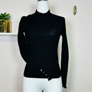 LOVE‎ TREE Black Ribbed Mock Neck Sweater, Size Medium